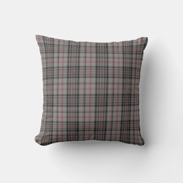 Coussin Plaid de tartan différent rouge noir gris de côtés (Recto)