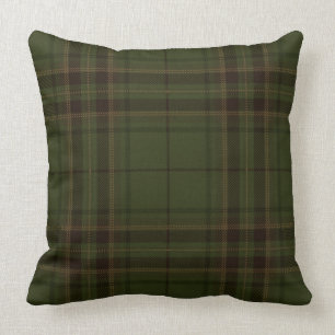 Coussin Plaid de tartan écossais de brun vert-foncé de