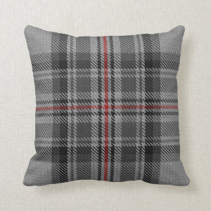 Coussin Plaid de tartan géant rouge noir gris de Taupe