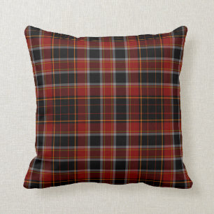 Coussin Plaid de tartan noir rouge d'or jaune