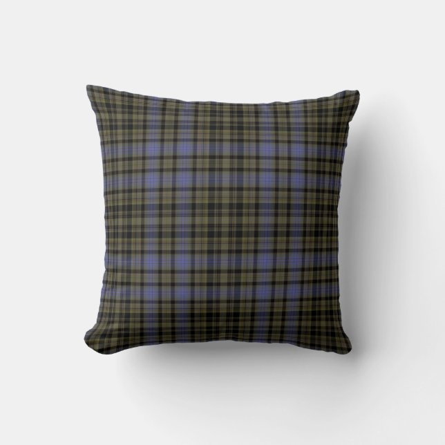 Coussin Plaid de tartan noir vert pourpre de Loden (Recto)
