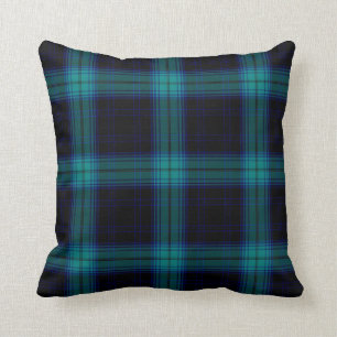 Coussin Plaid de tartan turquoise de vert bleu de montre
