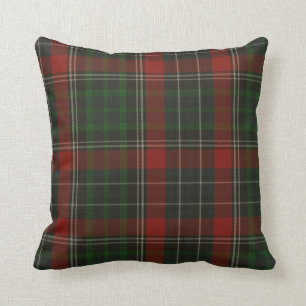 Coussin Plaid de tartan vert et rouge traditionnel Stuart