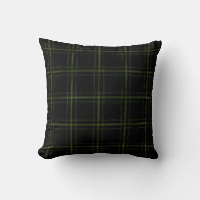 Coussin Plaid de tartan vert noir triple (Recto)