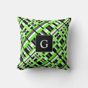Coussin Plaid en Monogramme vert, noir et gris