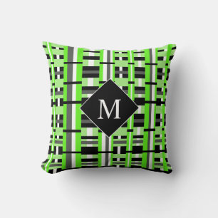 Coussin Plaid en Monogramme vert, noir et gris