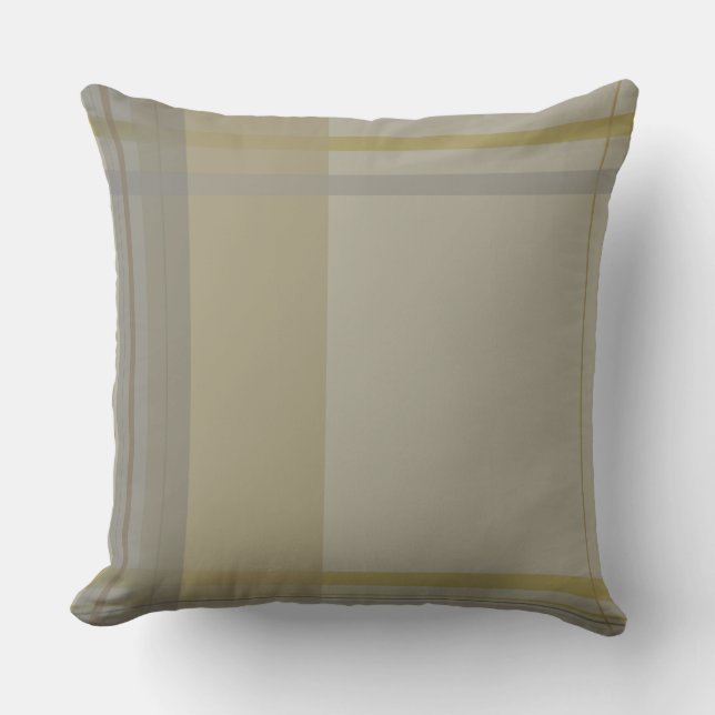Coussin plaid en or, cuivre argenté, gris & beiges (Recto)