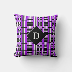 Coussin Plaid en violet, noir et gris