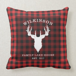 Coussin Plaid Famille Rouge Buffalo Bûcheron Maison du Lac