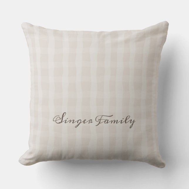 Coussin Plaid fin rose doux personnalisé  (Recto)
