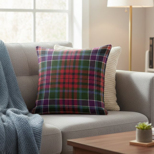 Coussin Plaid Highland Cosy - Tartan Rouge & Vert Rustique (Créateur téléchargé)