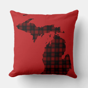 Coussin Plaid Michigan   Plaqué rouge et noir