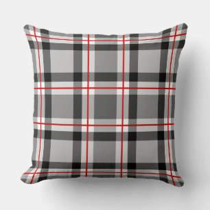 Coussin Plaid moderne du milieu du siècle, noir, blanc, gr