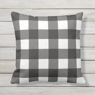 Coussin Plaid noir et blanc de contrôle de Buffalo