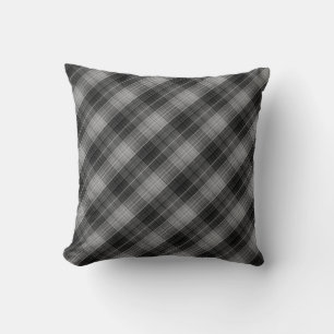 Coussin Plaid noir et blanc, gris, plaid gris