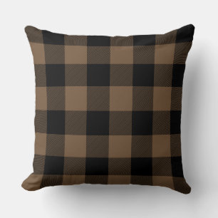 Coussin Plaid noir et Brown de couleur faite sur commande