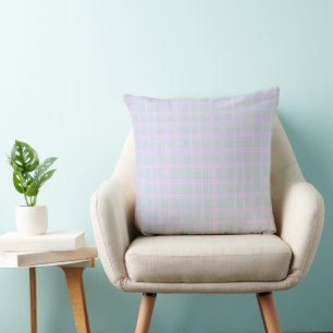 Coussin Plaid Prairie Bleu