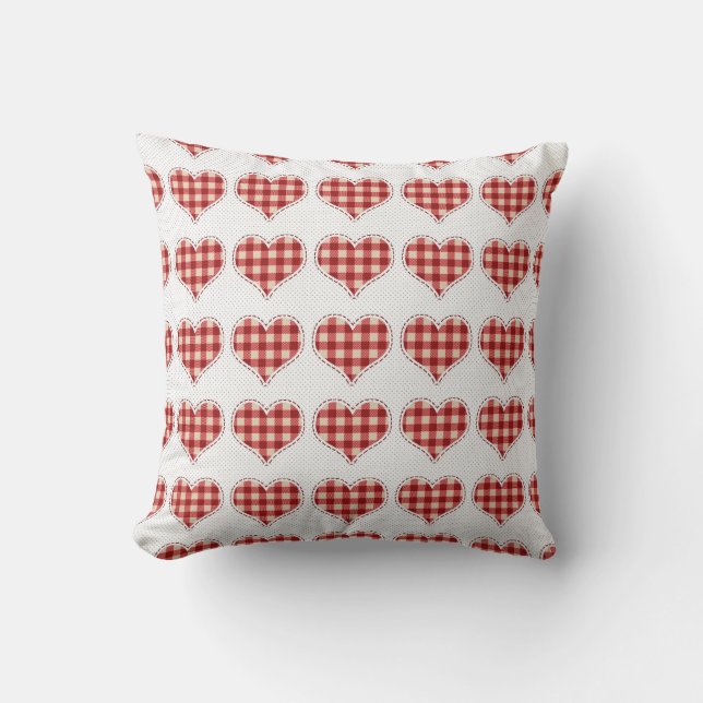 Coussin Plaid Red Hearts Motif Dotty (Recto)