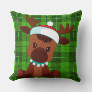Coussin Plaid Reindeer Vert