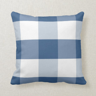 Coussin Plaid réversible bleu et blanc d'iris mol de