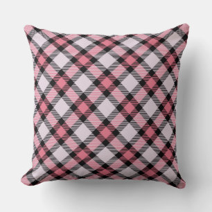 Coussin Plaid rose et noir