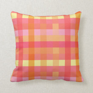Coussin Plaid rose et orange