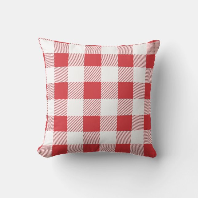 Coussin Plaid rouge et blanc de contrôle de Buffalo (Recto)