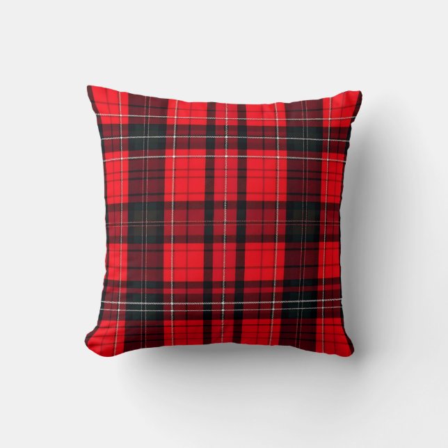Coussin Plaid Rouge traditionnel Tartan Collection populai (Recto)
