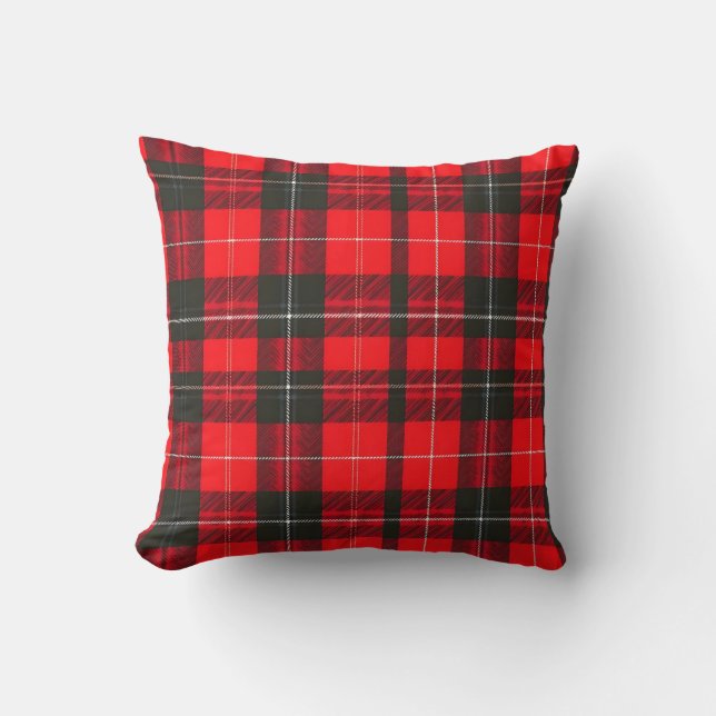 Coussin Plaid Rouge traditionnel Tartan Collection tendanc (Recto)
