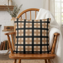 Plaid Throw Classique Marron et Noir Texturé