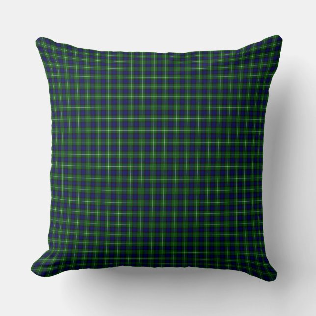 Coussin Plaid vert bleu Lamont tartan (Recto)