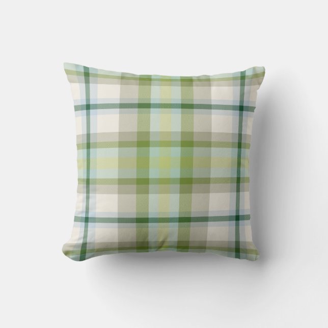 Coussin Plaid vert Mint (Recto)