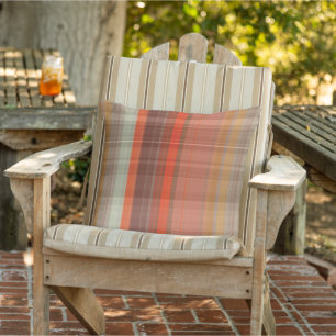 Coussin Plaid vert orange et jaune