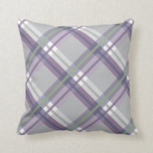 Coussin Plaids, contrôles, lavande verte grise de tartans