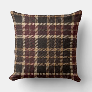 Coussin Plaids d'automne marron châtaigne et burgundy pour