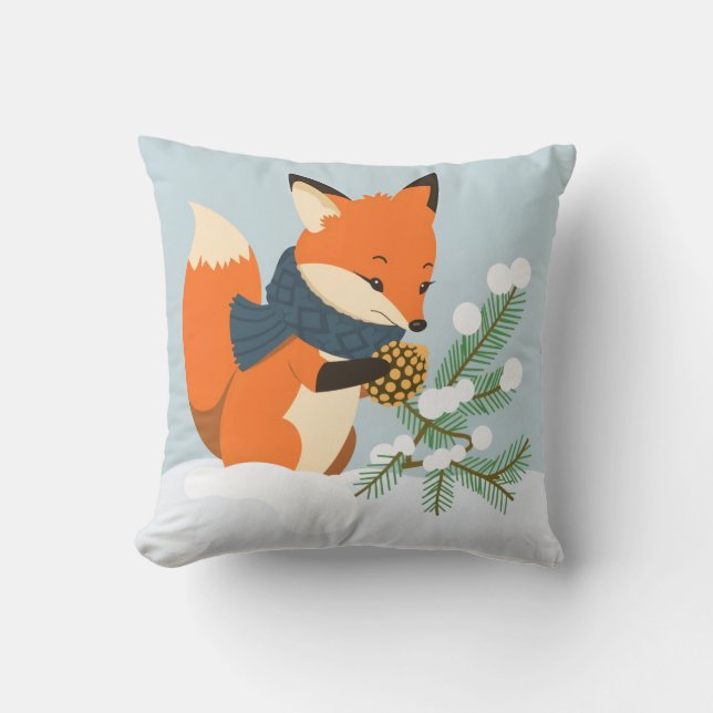 Coussin Plaisir de Noël au renard roux (Recto)