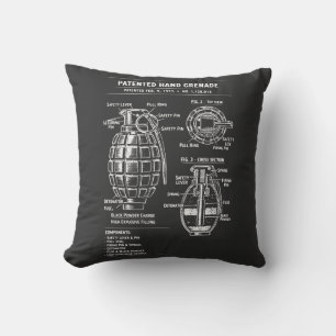 Coussin Plan breveté de grenade vintage