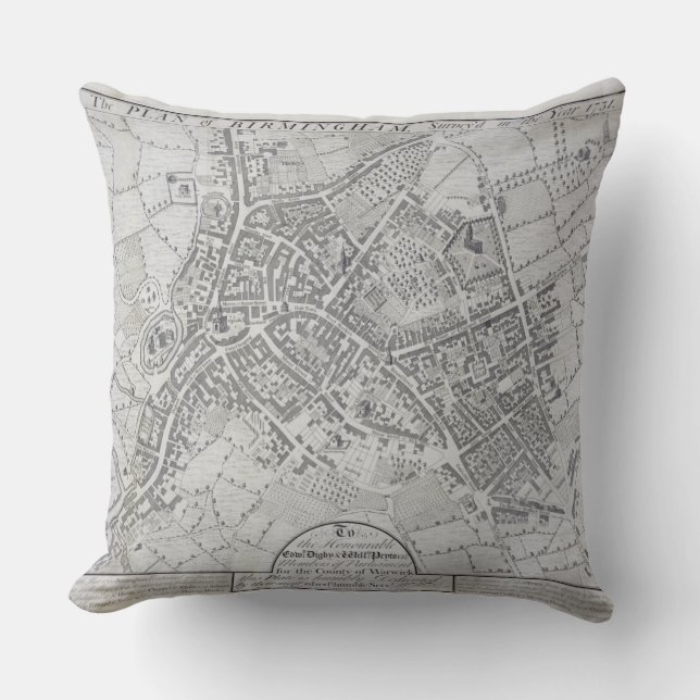 Coussin Plan de Birmingham, 1731, édité 1789 (engravin (Recto)