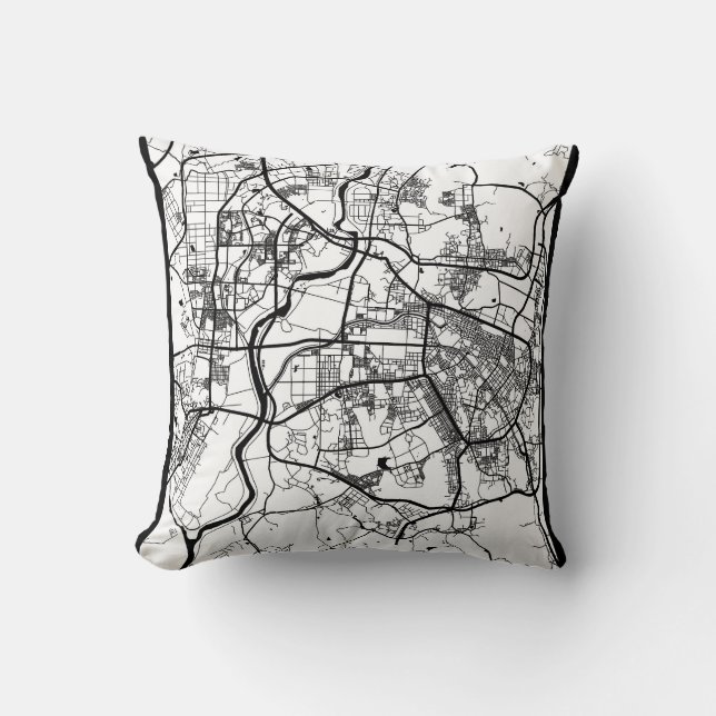 Coussin Plan de la ville de Gwangju en Corée du Sud (Recto)