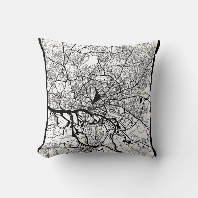 Coussin Plan de la ville de Hambourg en Allemagne (Recto)