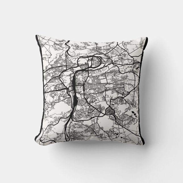 Coussin Plan de la ville de Prague en République tchèque (Recto)