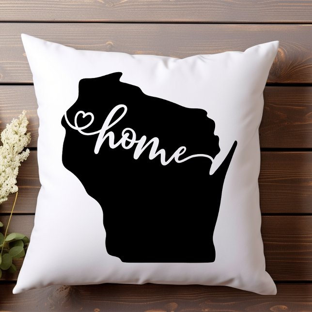 Coussin Plan de l'État d'origine Heart Wisconsin  (Créateur téléchargé)