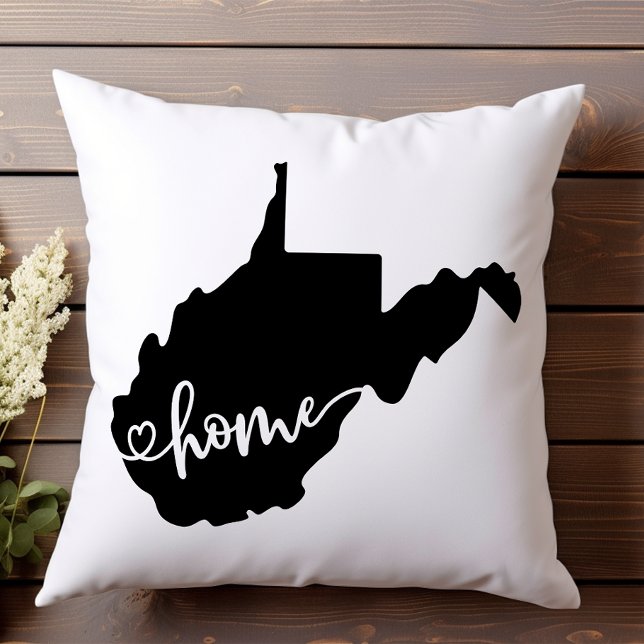 Coussin Plan de l'État natal Cœur Virginie-Occidentale (Créateur téléchargé)