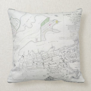 Coussin Plan de Sydney avec Pyrmont, Nouvelle-Galles du