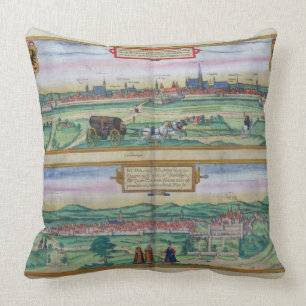 Coussin Plan de ville de Vienne et de Buda, de 'Civitates