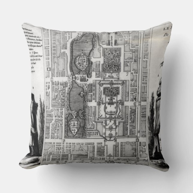 Coussin Plan des jardins de l'empereur de Pékin, de (Recto)