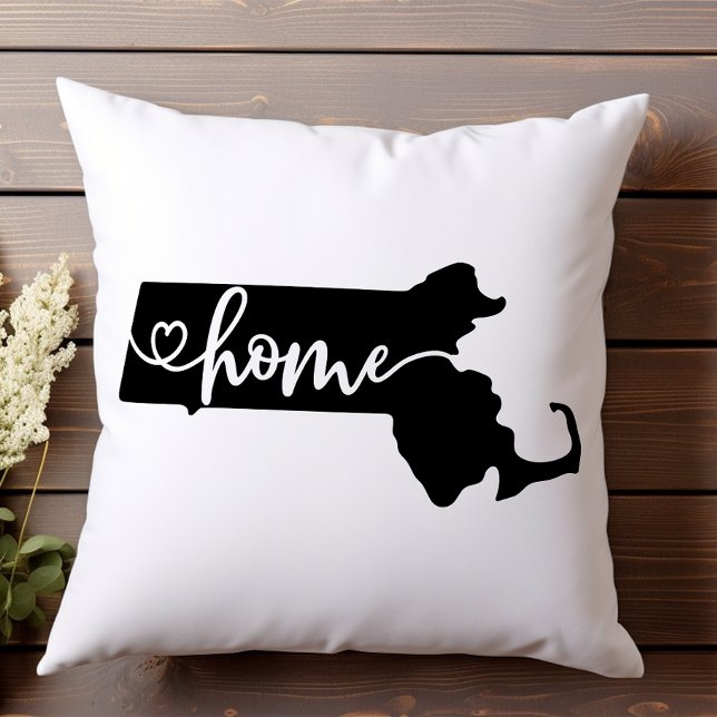 Coussin Plan d'État d'origine Cœur Massachusetts  (Créateur téléchargé)
