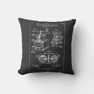 Coussin Plan d'un moulin à café vintage