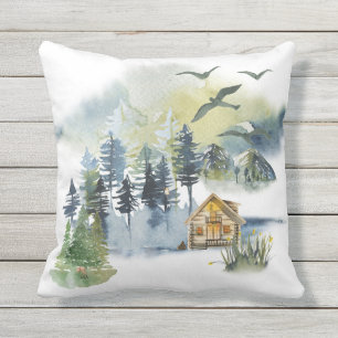 Coussin Plan forestier de l'aquarelle