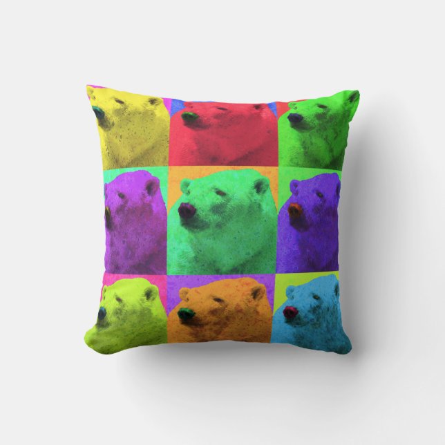 Coussin Plan rapproché grunge d'ours blanc de Popart d'art (Recto)